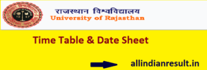 Rajasthan University BA 1st Year Time Table 2023