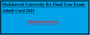 Shekhawati University BA Final Year Exam Admit Card 2022 | PDUSU BA Final Year Hall Ticket