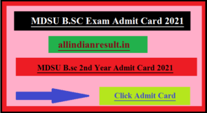 MDSU BSC 2nd Year Admit Card 2022 | Maharshi Dayanand Saraswati University Bsc Admit Card 2022