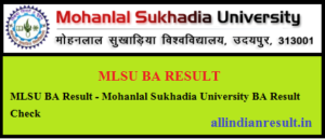 MLSU BA 1st Year Result 2022 Name Wise Mohanlal Sukhadia University BA 1st Year Result