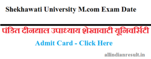 Mcom Final Year Admit Card 2023 Shekhawati University 
