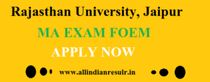Rajasthan University MA Final Year Exam Form 2023