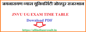 JNVU Bsc 1st Year Time Table 2023 | jnvu.co.in Bsc Part 1 Date Sheet Private