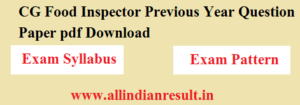 CG Food Inspector Previous Year Question Paper 2023 pdf Download