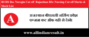 RUHS Bsc Nursgin Cut off 2203 Rajasthan BSc Nursing Cut off Marks & Merit List