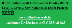 REET 2023 Syllabus pdf Download in Hindi - REET Level 1, Level 2 New Syllabus & Exam Pattern यहाँ देखे