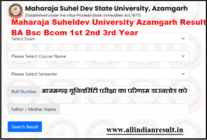 Maharaja Suheldev University Azamgarh Result 2023 BA Bsc Bcom 1st 2nd ...