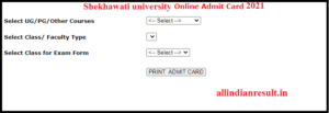 Shekhawati University BA 1st Year Exam Admit Card 2024 Download करें, PDUSU BA Admit Card 2024 Regular & Private