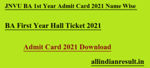 JNVU BA 1st Year Admit Card 2024 Name Wise, jnvu.co.in BA First Year Hall Ticket