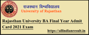 Rajasthan University BA 3rd Year Admit Card 2024 Exam, RU Admit Card & Exam Date