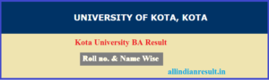 Kota University BA 2nd Year Result 2024 UOK BA Part 2 Result Name Wise