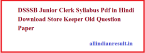 DSSSB Junior Clerk Syllabus 2024 pdf in Hindi & Exam Pattern, Download Store Keeper Old Question Paper