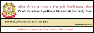 PDUSU MA Time Table 2024 PDF Download, MA Previous/Final Year Date Sheet Check Now shekhauni.ac.in