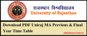 Rajasthan University MA Previous & Final Year Time Table 2024 PDF Download, at Uniraj.ac.in
