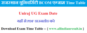 Rajasthan University Bcom Final Year Time Table 2024