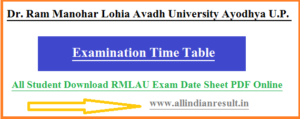Avadh University BA 2nd Year Time Table 2024 ( Exam Scheme) RMLAU BA Part - 2 Date Sheet Download