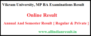 Vikram University BA 2nd Year Result 2024 ATKT 3rd / 4th Sem. Exam Result