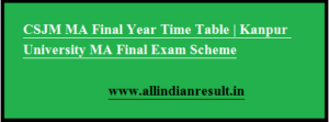CSJM MA Final Year Time Table 2024 | Kanpur University MA Final Exam Scheme