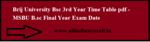 Brij University Bsc 3rd Year Time Table 2023 - MSBU B.sc Final Year Exam Date