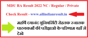 MDU BA 1st Year Result 2024 NC / Regular - MDU BA 1st ka Result Link यहाँ देखे