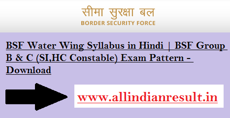 BSF Water Wing Syllabus 2024 in Hindi | BSF Group B & C (SI,HC Constable) Exam Pattern - Download