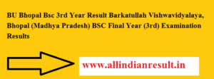 BU Bhopal Bsc 3rd Year Result 2024 Barkatullah Vishwavidyalaya, Bhopal (Madhya Pradesh) BSC Final Year Result @bubhopal.ac.in