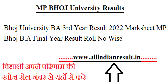 Bhoj University BA 3rd Year Result 2024 Marksheet MP Bhoj B.A Final ...