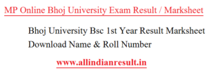 Bhoj University Bsc 1st Year Result 2024 Marksheet Download Name & Roll ...