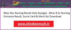 Bihar Bsc Nursing Result 2024 (Kab Aayega) - Bihar B.Sc Nursing Entrance Result, Score Card & Merit list Download Link www.bceceboard.bihar.gov.in