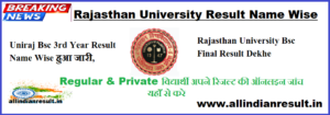 Uniraj Bsc 3rd Year Result 2024 Name Wise हुआ जारी, Rajasthan University Bsc Final Result Dekhe