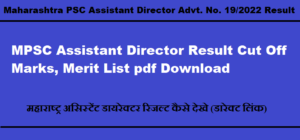 MPSC Assistant Director Result 2023 Cut Off Marks, Merit List pdf Download at mpsc.gov.in