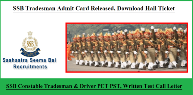 SSB Tradesman Admit Card 2024 Released Exam Date Notice, Download Hall ...