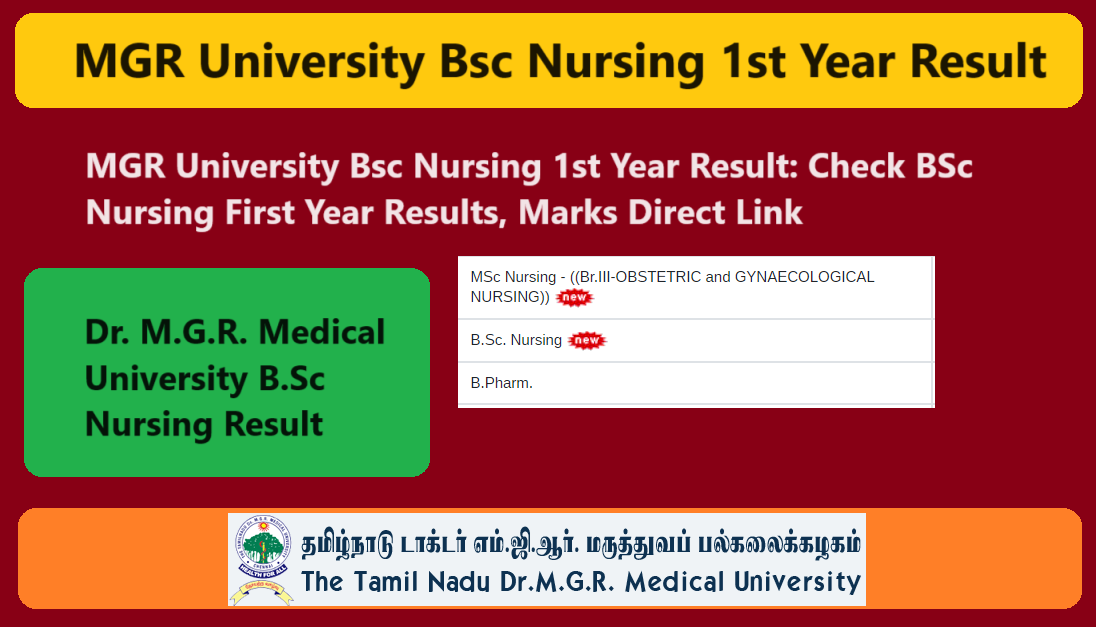 MGR University Bsc Nursing 1st Year Result 2024 Check BSc Nursing