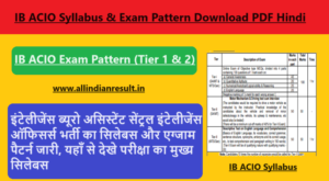 IB ACIO Syllabus 2024 Download PDF Hindi: इंटेलीजेंस ब्यूरो असिस्टेंट सेंट्रल इंटेलीजेंस ऑफिसर्स भर्ती का सिलेबस और एग्जाम पैटर्न जारी, यहाँ से देखे परीक्षा का मुख्य सिलेबस