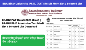 BRABU PAT Result 2024 (Link) | BRABU Ph.D Admission Test Merit List / Selected List Download www.brabu.ac.in