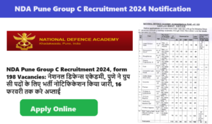 NDA Pune Group C Recruitment 2024, form 198 Vacancies: नेशनल डिफेन्स एकेडमी, पुणे ने ग्रुप सी पदों के लिए भर्ती नोटिफिकेशन किया जारी, 16 फरवरी तक करे अप्लाई