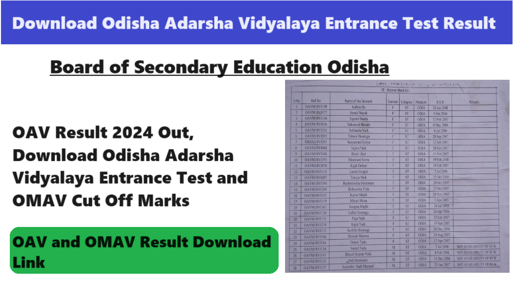 OAV Result 2024 Out At Bseodisha.ac.in, Download Odisha Adarsha ...