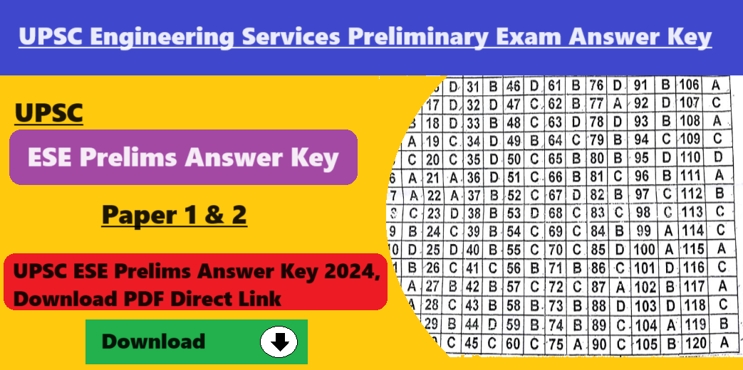 UPSC ESE Prelims Answer Key 2024, Download PDF Direct Link www.upsc.gov.in